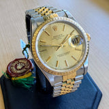 1999 Rolex Oyster Perpetual Date 34 Watch 15233 18K Gold Fluted Bezel ALL 2-Tone Jubilee Bracelet - IN A SERVICE BOX