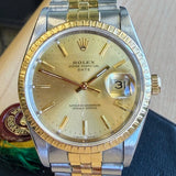 1999 Rolex Oyster Perpetual Date 34 Watch 15233 18K Gold Fluted Bezel ALL 2-Tone Jubilee Bracelet - IN A SERVICE BOX