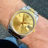 1999 Rolex Oyster Perpetual Date 34 Watch 15233 18K Gold Fluted Bezel ALL 2-Tone Jubilee Bracelet - IN A SERVICE BOX