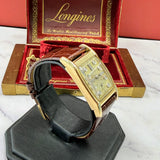 1950 Longines Tank Watch Diamond Dial 14K Gold Cal. 9L 17 Jewels - Original Box