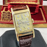 1950 Longines Tank Watch Diamond Dial 14K Gold Cal. 9L 17 Jewels - Original Box