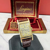 1950 Longines Tank Watch Diamond Dial 14K Gold Cal. 9L 17 Jewels - Original Box