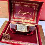 1950 Longines Tank Watch Diamond Dial 14K Gold Cal. 9L 17 Jewels - Original Box