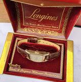 1950 Longines Tank Watch Diamond Dial 14K Gold Cal. 9L 17 Jewels - Original Box