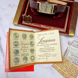 1950 Longines Tank Watch Diamond Dial 14K Gold Cal. 9L 17 Jewels - Original Box