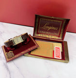 1950 Longines Tank Watch Diamond Dial 14K Gold Cal. 9L 17 Jewels - Original Box