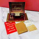 1950 Longines Tank Watch Diamond Dial 14K Gold Cal. 9L 17 Jewels - Original Box