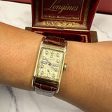 1950 Longines Tank Watch Diamond Dial 14K Gold Cal. 9L 17 Jewels - Original Box