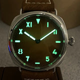 "PILOT MILITARY" Homage Watch Brown Dial Display Back Wristwatch 44mm