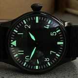 NOS! "BIG PILOT" Homage Watch Black Dial 17 Jewels Manual Wind Wristwatch 44mm