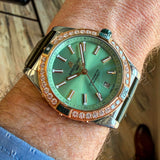 Breitling Super Chronomat Automatic 38 Watch U17356 Date 18K Rose Gold Diamond Bezel & S.S. Original Strap