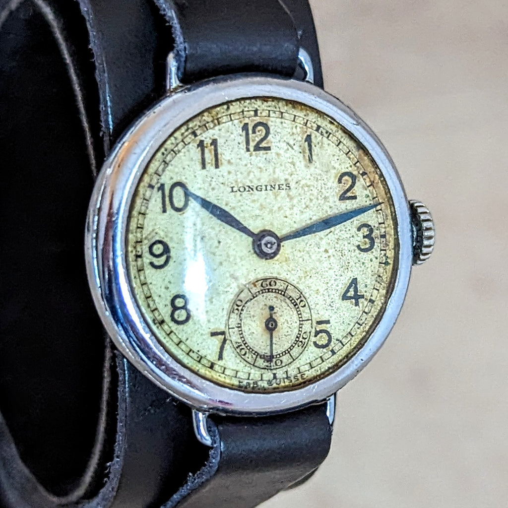 1935 LONGINES Military Wristwatch Cal. 10.68Z Wire Lug Trench Watch ...