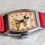 1948 MICKEY MOUSE Watch by Ingersoll – US Time Tank Case Original Red Strap