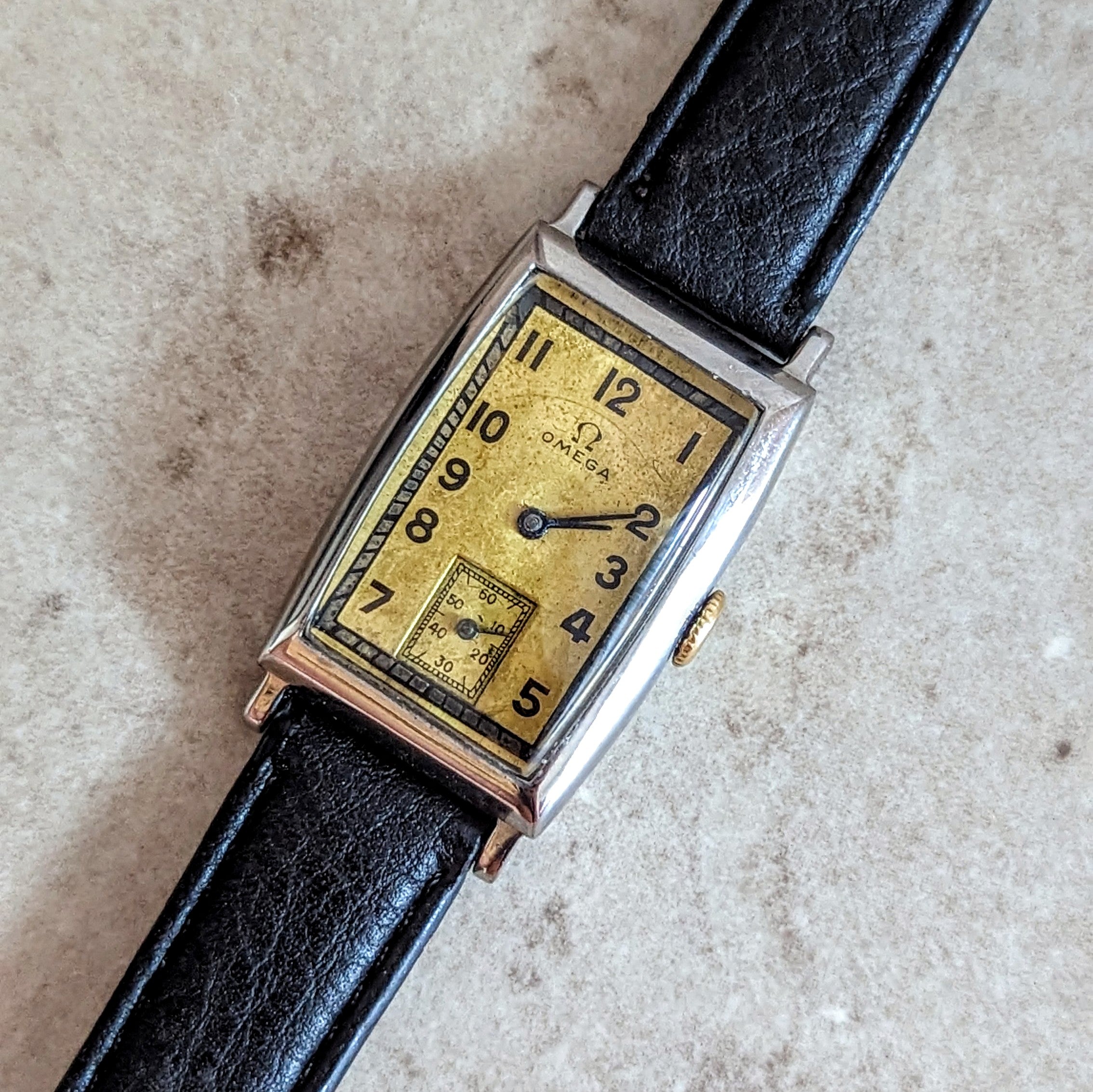 1934 OMEGA Art Deco Wristwatch T17 15 Jewels Tank Case ALL
