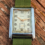 1940 CYMA Tank Case Wristwatch 15 Jewels Cal. Ref. 032D Swiss Made Watch