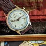 VULCAIN Cricket Alarm Wristwatch 17 Jewels Cal. 120 Swiss Made Vintage Watch - Box & Papers!