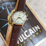 VULCAIN Cricket Alarm Wristwatch 17 Jewels Cal. 120 Swiss Made Vintage Watch - Box & Papers!