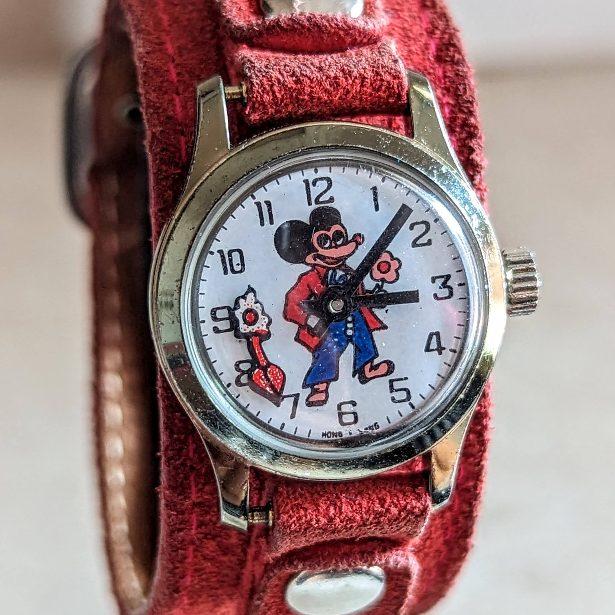Vintage Mickey Mouse Wristwatch by Remex LTD Jewel Mechanical Animated Watch