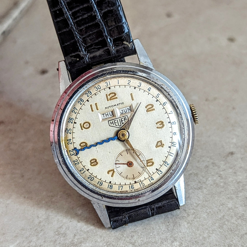 1950s HEUER Bumper Automatic Triple Calendar Wristwatch Ref. 1806 17 J ...