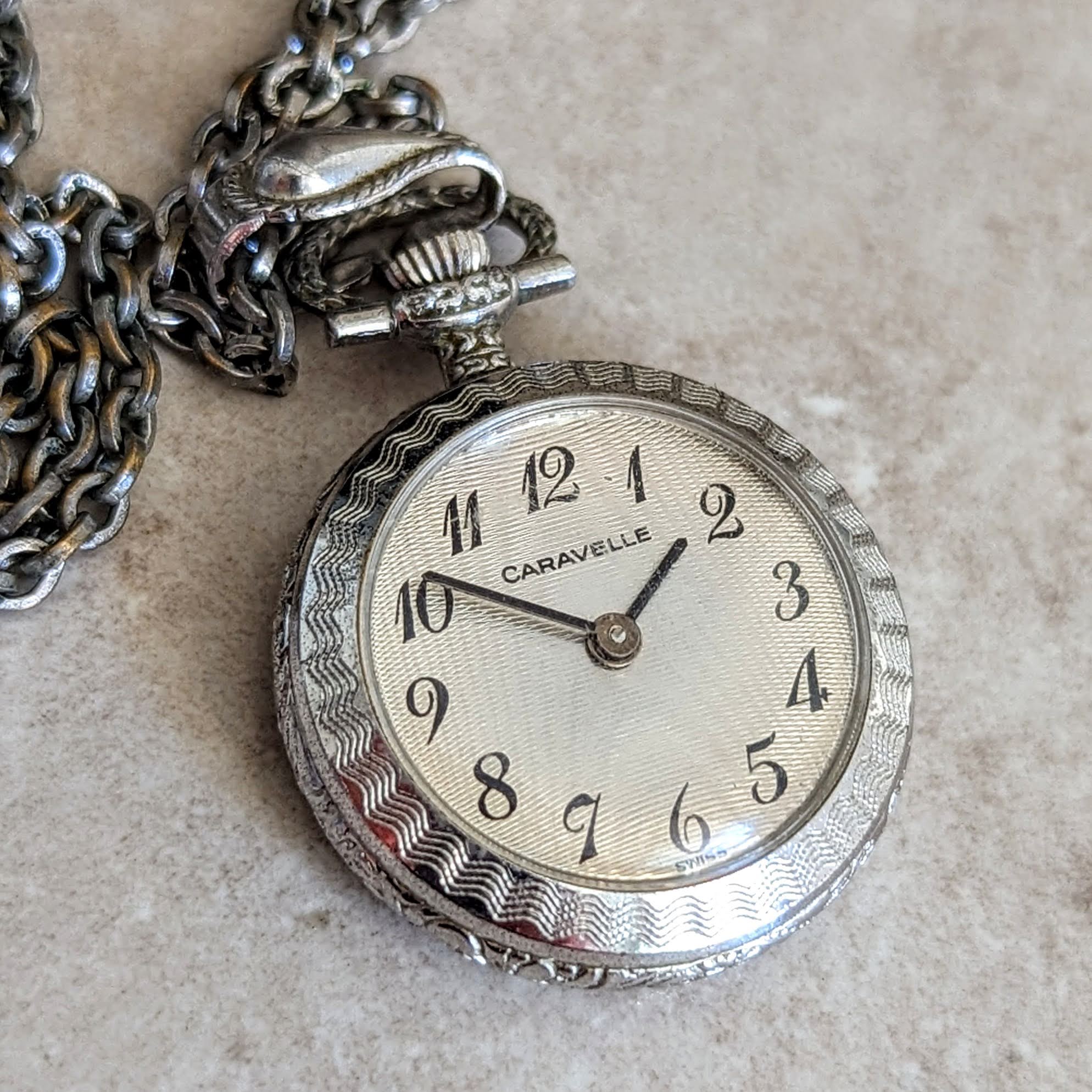 1978 CARAVELLE by Bulova Pendent Ladies Wristwatch Jewels