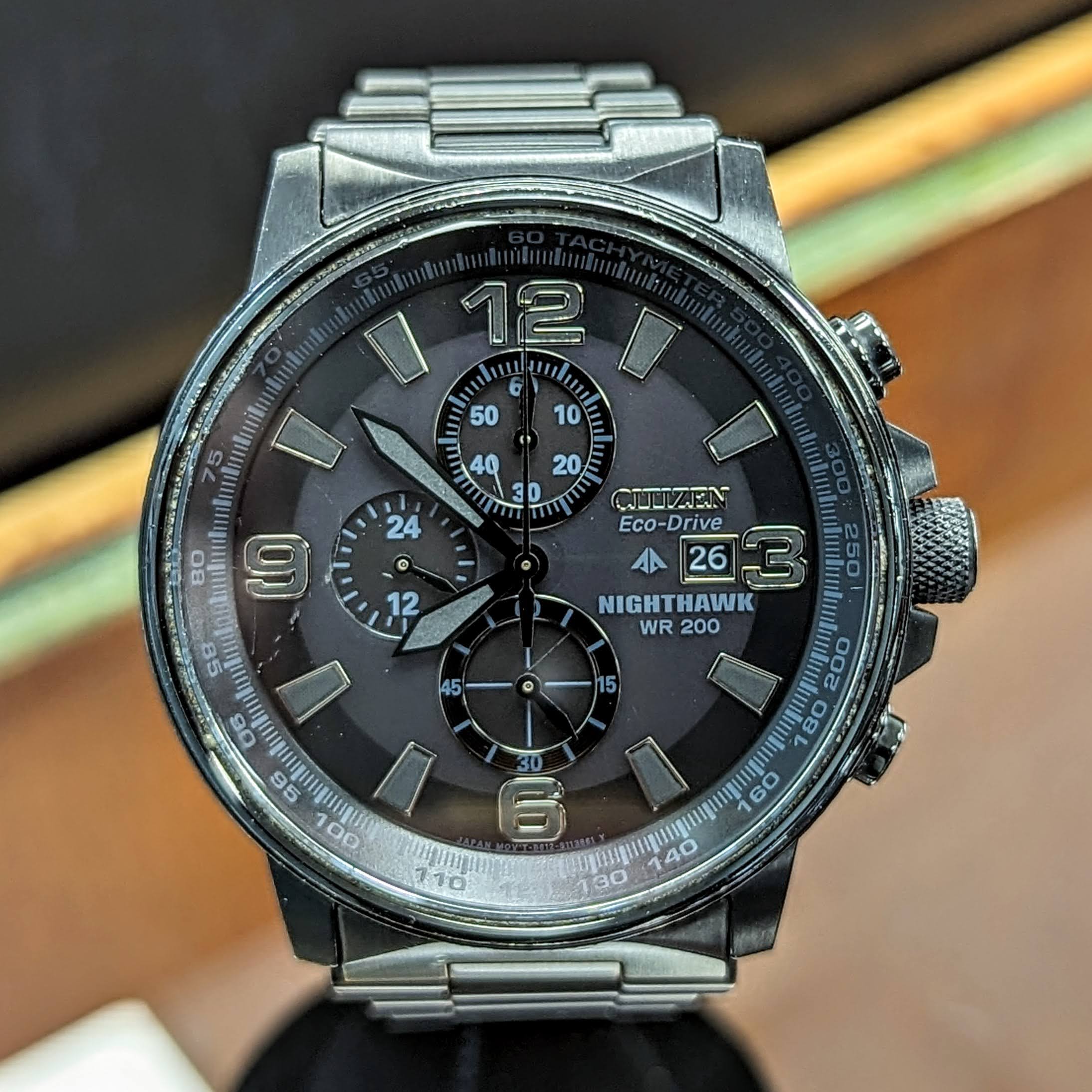 Citizen Nighthawk Eco-Drive Chronograph Watch B612-S078245
