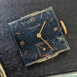 Vintage GOTHAM Wristwatch 17 Jewels Black Dial Fancy Lugs Swiss Made Watch