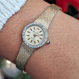 Ladies LUCIEN PICCARD Quartz Watch - ALL 14K Solid GOLD & Diamond Bezel Swiss Vintage Wristwatch