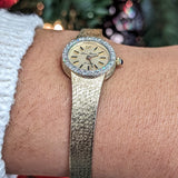 Ladies LUCIEN PICCARD Quartz Watch - ALL 14K Solid GOLD & Diamond Bezel Swiss Vintage Wristwatch