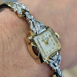 1954 BULOVA Goddess of Time "D" Ladies Wristwatch  Fancy Two-Tone Case U.S.A. Made Watch