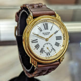 1991 BULOVA Roman Numerals Watch Round Case & Fancy Lugs Quartz Wristwatch