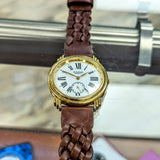 1991 BULOVA Roman Numerals Watch Round Case & Fancy Lugs Quartz Wristwatch
