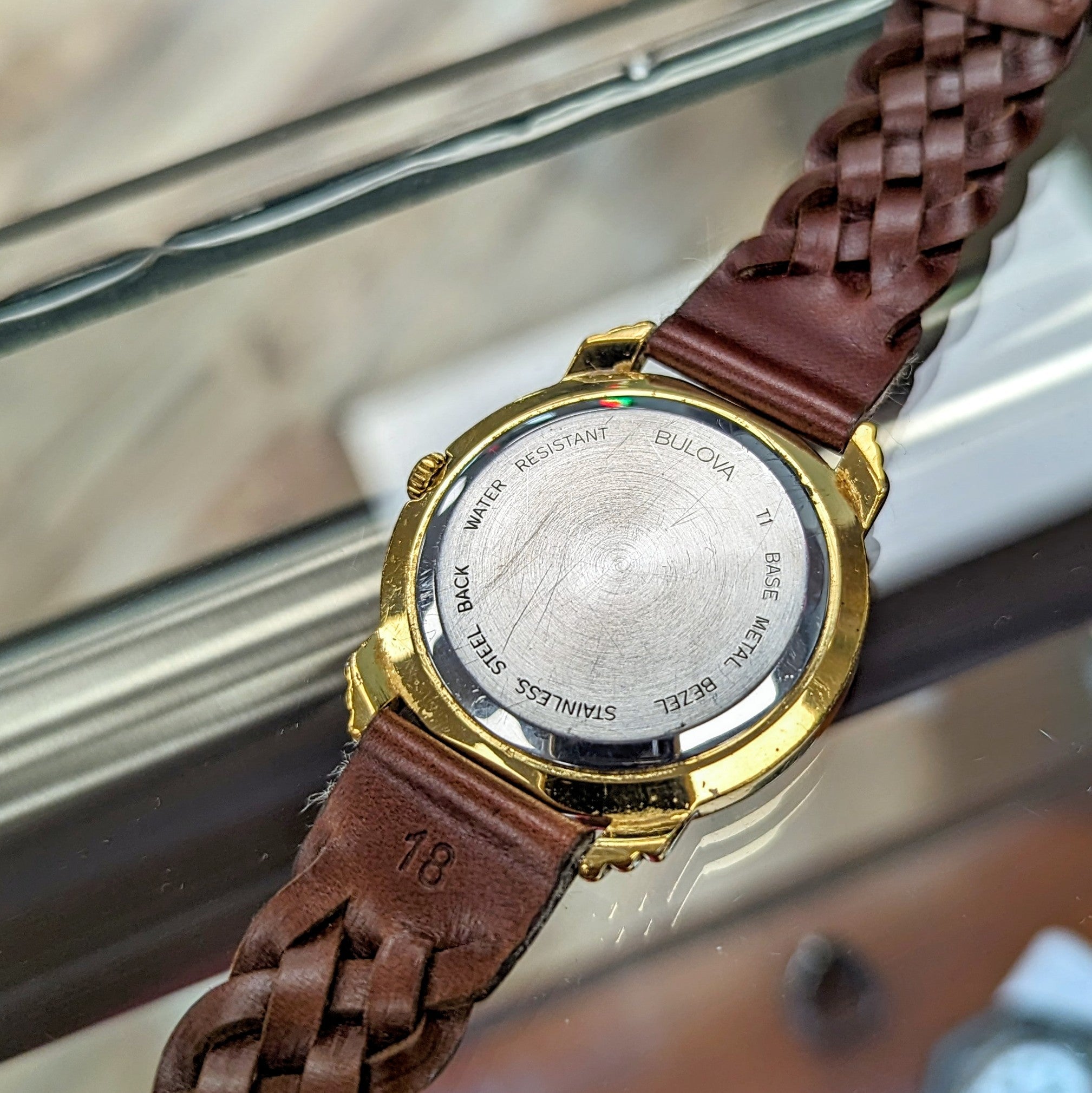 1991 BULOVA Roman Numerals Watch Round Case Fancy Lugs Quartz