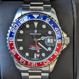 Steinhart Ocean 39 GMT Automatic Watch RED-BLUE Pepsi Bezel ALL Original! Box & Papers!