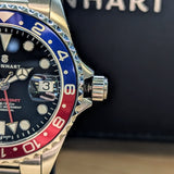 Steinhart Ocean 39 GMT Automatic Watch RED-BLUE Pepsi Bezel ALL Original! Box & Papers!