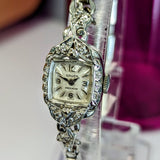 Ladies GRUEN Cocktail Watch 14K White GOLD Cal. 275 17 Jewels Vintage Wristwatch