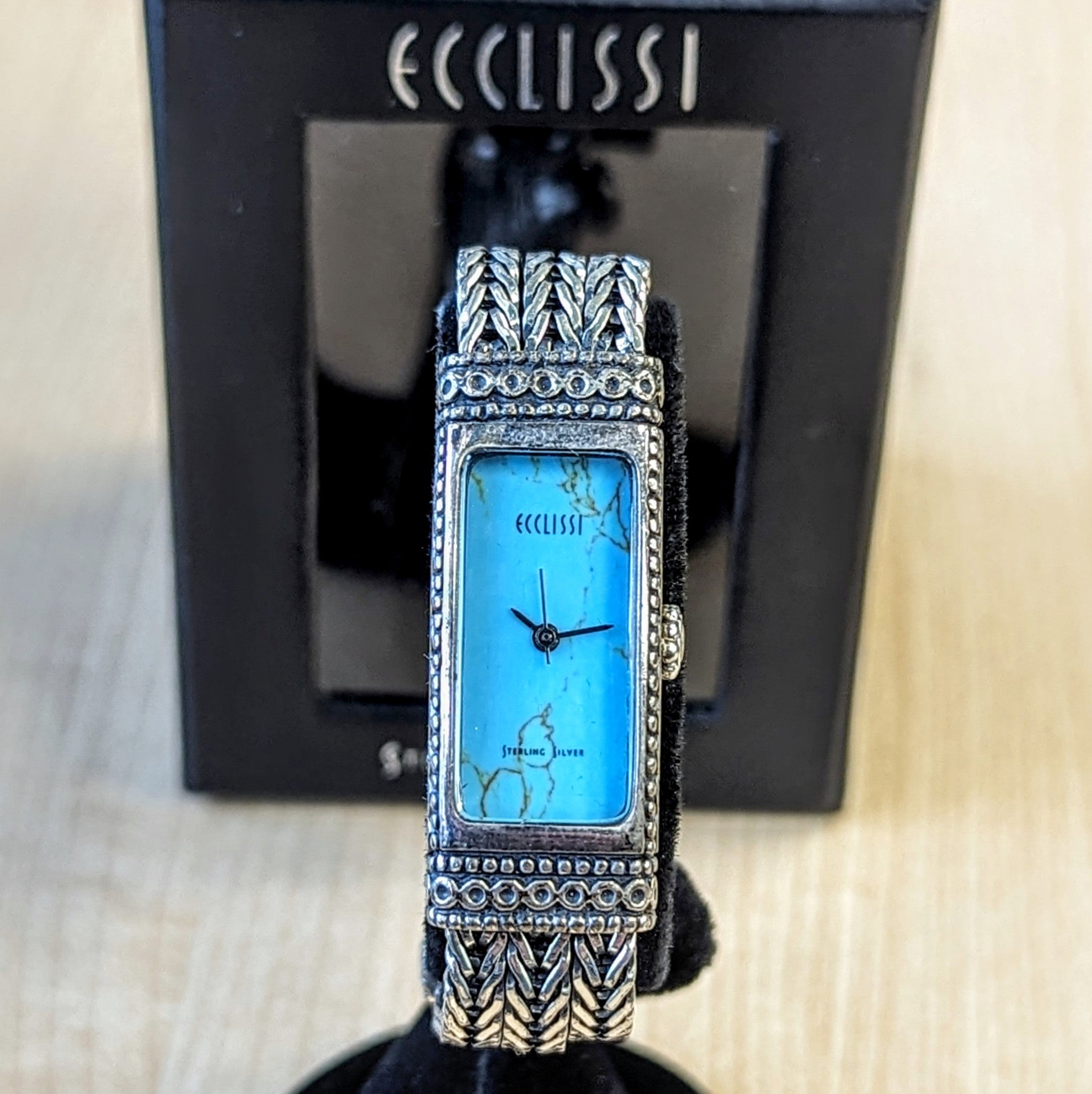 silver ladies dress watches ECCLISSI Sterling Silver Ladies Watch Turquoise Dial Quartz Wristwatch – SECOND HAND HOROLOGY