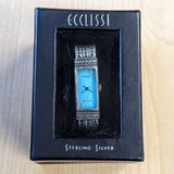ECCLISSI Sterling Silver Ladies Watch Turquoise Dial Quartz Wristwatch -  ALL Original!