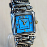 ECCLISSI Sterling Silver Turquoise Color Dial Ladies Watch - Original Leather & Silver Strap