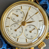 A.E.W.C. Chronograph Watch 18K Gold 17 Jewels Display Back 15108.2 - Lemania Movement