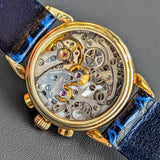 A.E.W.C. Chronograph Watch 18K Gold 17 Jewels Display Back 15108.2 Lemania Movement