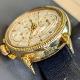 A.E.W.C. Chronograph Watch 18K Gold 17 Jewels Display Back 15108.2 - Lemania Movement