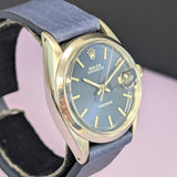 1969 Rolex Oysterdate Precision Watch 6694 Blue Dial 34mm Stainless Steel