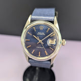 1969 Rolex Oysterdate Precision Watch 6694 Blue Dial 34mm Stainless Steel