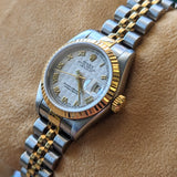 1996 Rolex Lady-Datejust Watch 69173 26mm Ivory Pyramide Roman Dial - Full Set