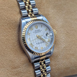1996 Rolex Lady-Datejust Watch 69173 26mm Ivory Pyramide Roman Dial - Full Set