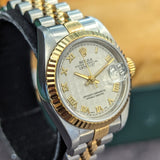 1996 Rolex Lady-Datejust Watch 69173 26mm Ivory Pyramide Roman Dial - Full Set