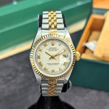 1996 Rolex Lady-Datejust Watch 69173 26mm Ivory Pyramide Roman Dial - Full Set