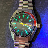 1976 Caravelle Set-O-Matic Watch Dual-Day 666ft Diver Swiss Automatic Wristwatch