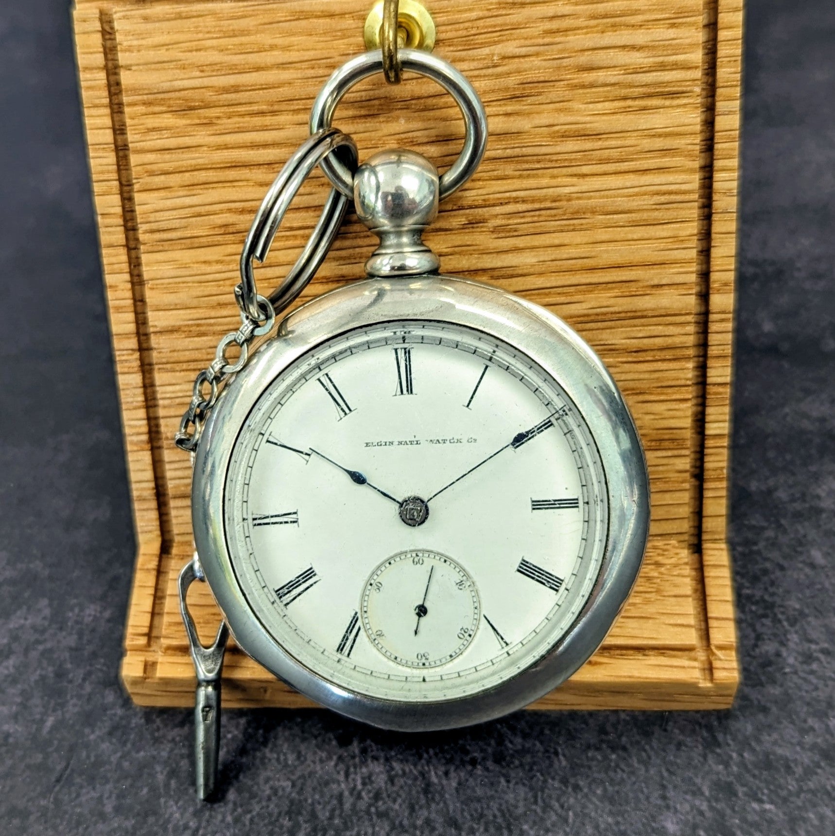 1881 Elgin Pocket Watch 18s Wheeler Grade 81 Key Wind 13 Jewels With Chain Key