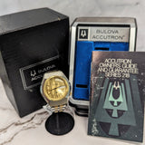 1977 Bulova Accutron Watch Day/Date ALL Two-Tone S.S. Wristwatch 2193 - ALL Original 2-Box & Papers